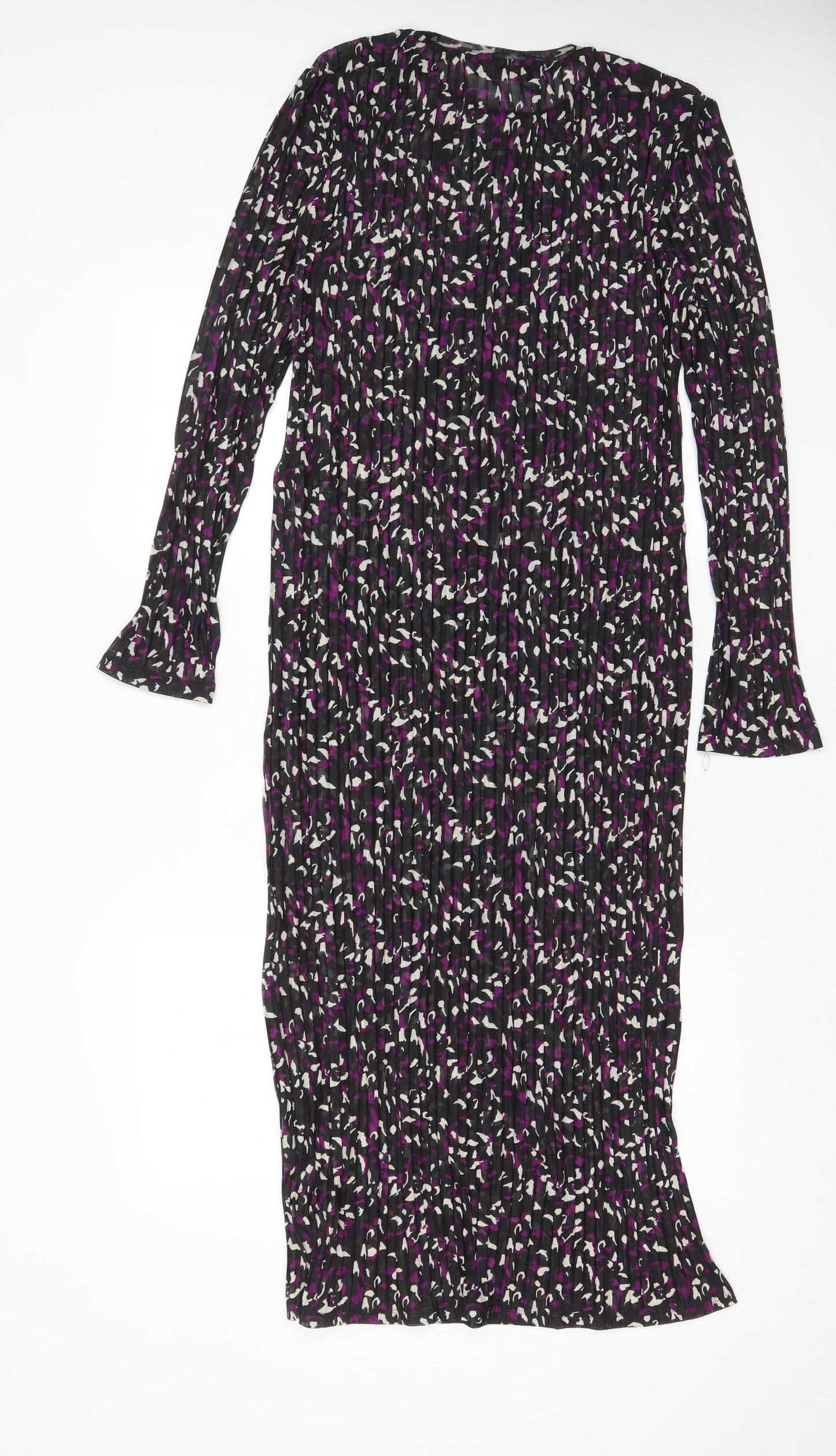 Marks and Spencer Womens Purple Geometric Polyester A-Line Size 10 Crew Neck Pullover