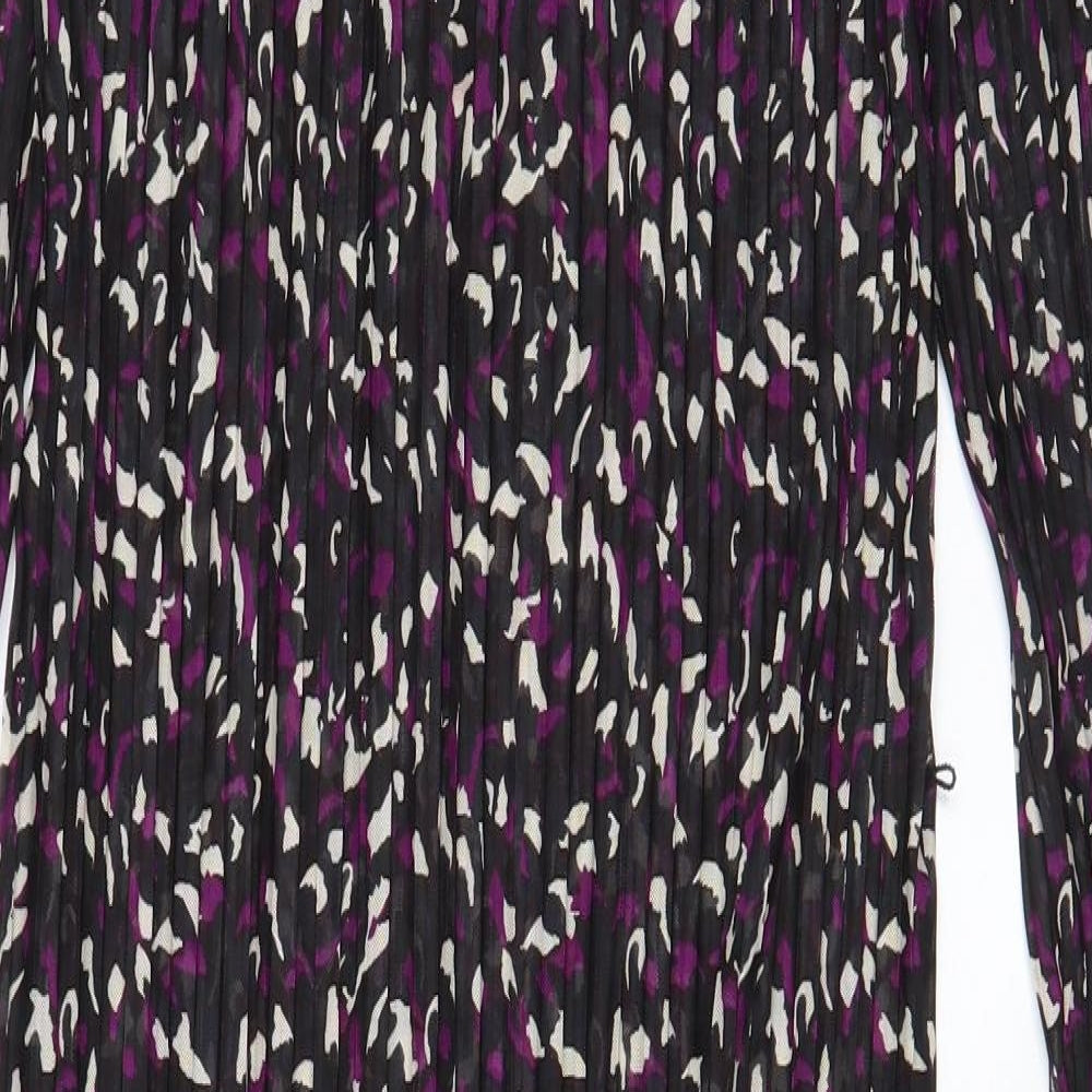 Marks and Spencer Womens Purple Geometric Polyester A-Line Size 10 Crew Neck Pullover