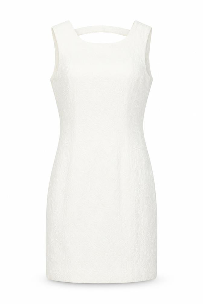 H&M Womens White Cotton A-Line Size 8 Boat Neck Zip