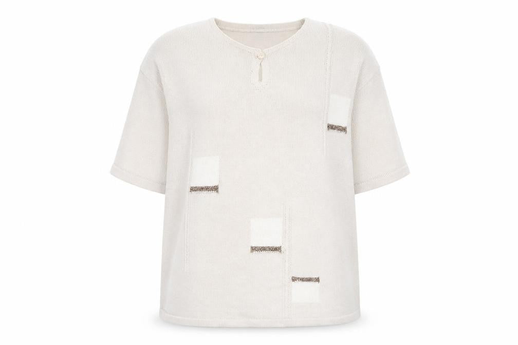 C&A Womens Beige Crew Neck Acrylic Pullover Jumper Size L - Keyhole neck