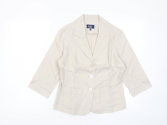EWM Womens Beige Jacket Blazer Size 10 Button