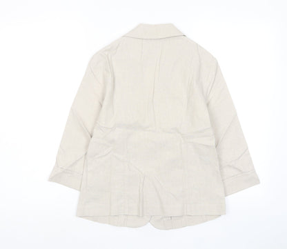 EWM Womens Beige Jacket Blazer Size 10 Button