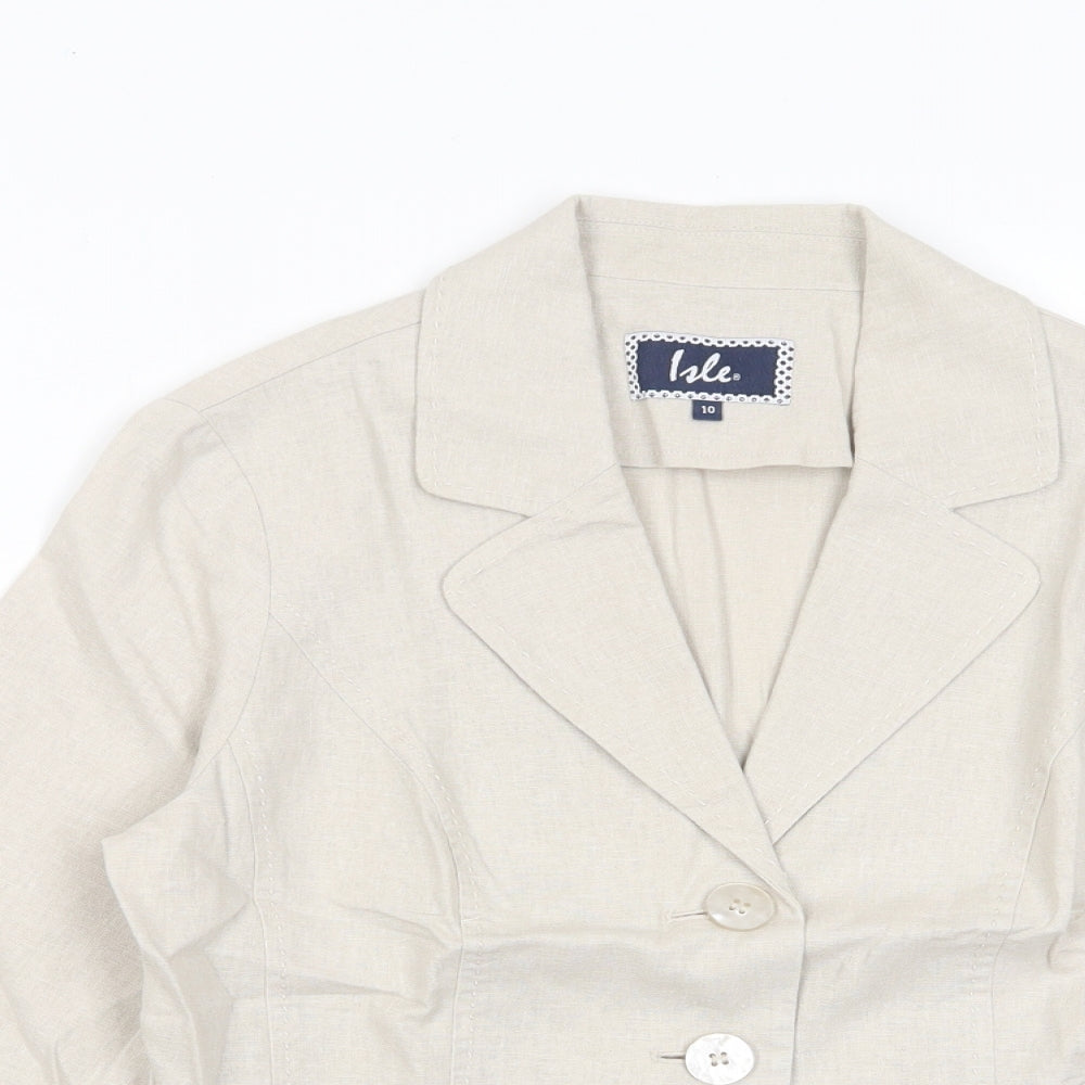 EWM Womens Beige Jacket Blazer Size 10 Button