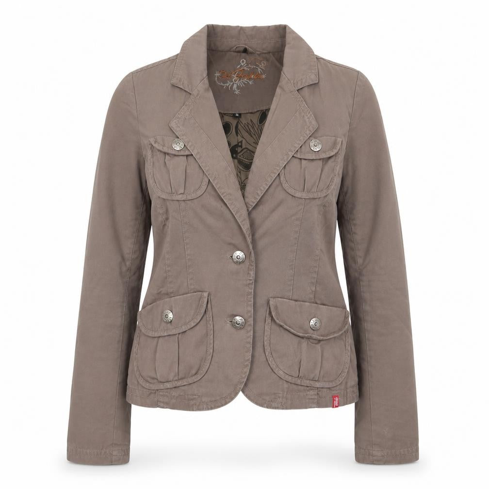 Dal Fashion Womens Brown Jacket Size S Button - Pockets, Logo