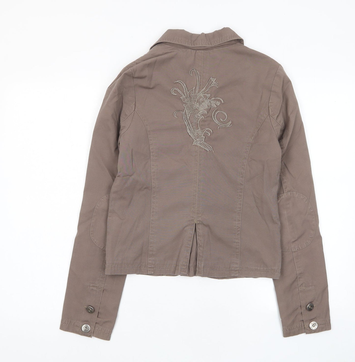 Dal Fashion Womens Brown Jacket Size S Button - Pockets, Logo