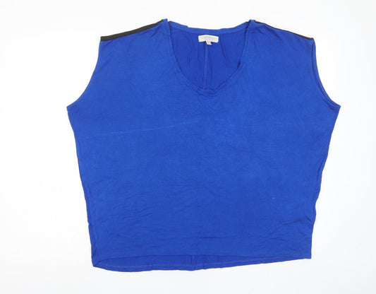 Zara Womens Blue Viscose Basic Tank Size M Scoop Neck