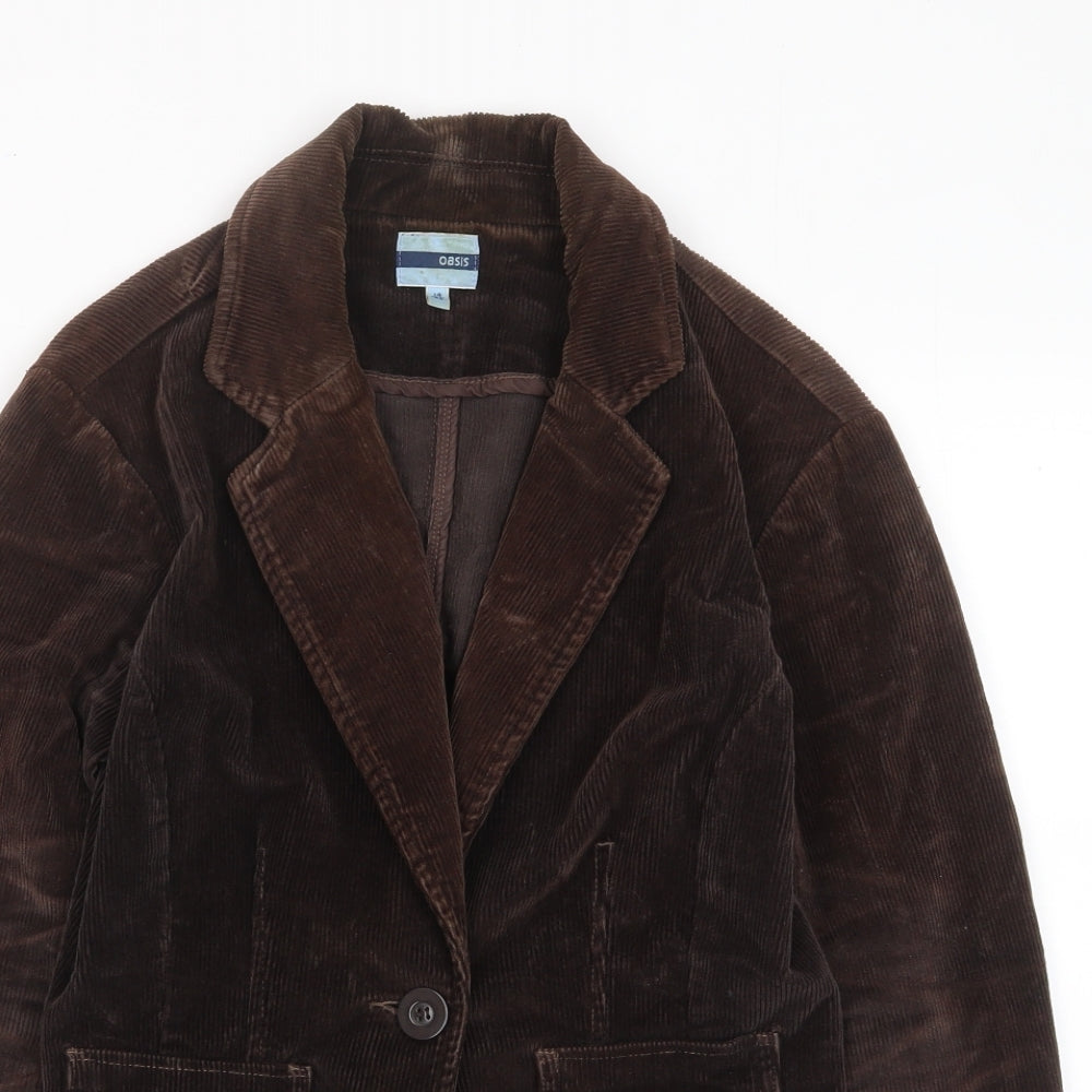 Oasis Womens Brown Jacket Blazer Size 14 Button