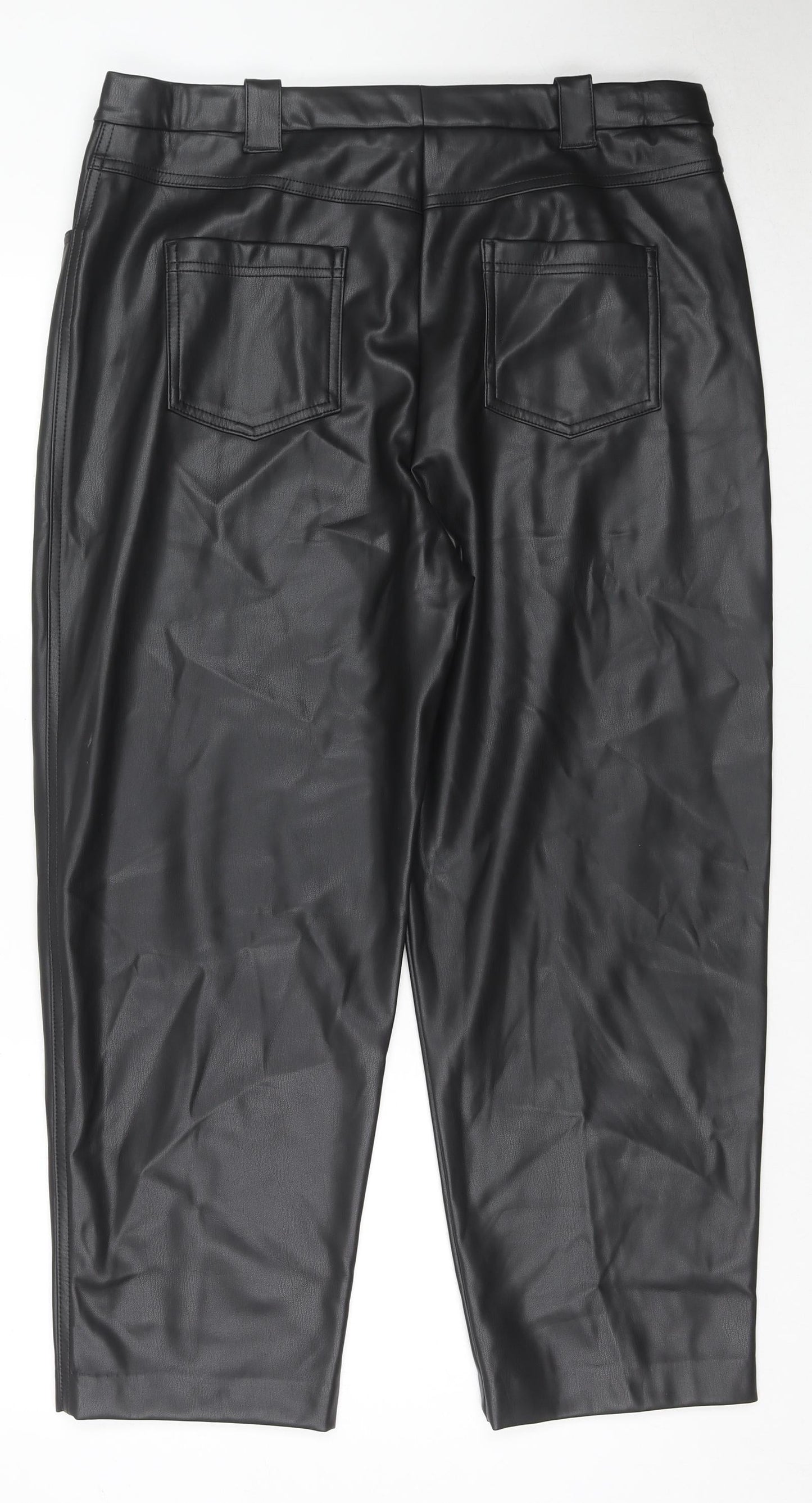 Marks and Spencer Womens Black Polyester Trousers Size 18 L24 in Regular Zip