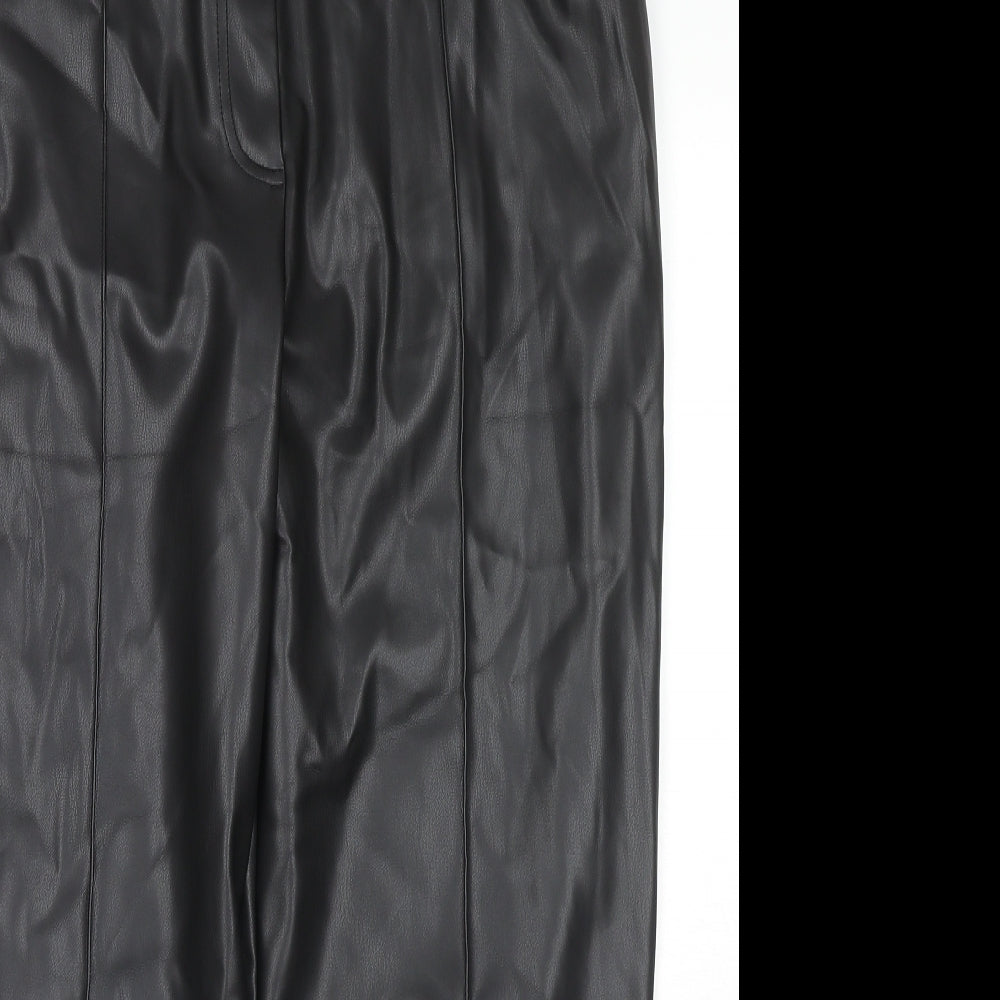 Marks and Spencer Womens Black Polyester Trousers Size 18 L24 in Regular Zip
