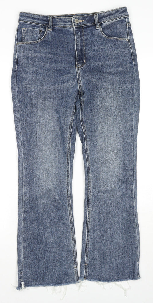 Marks and Spencer Womens Blue Cotton Straight Jeans Size 29 in L26 in Regular Zip