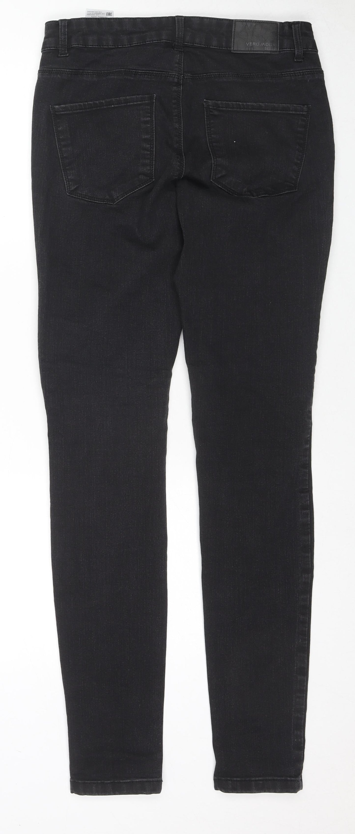 VERO MODA Womens Black Cotton Skinny Jeans Size M L32 in Regular Zip