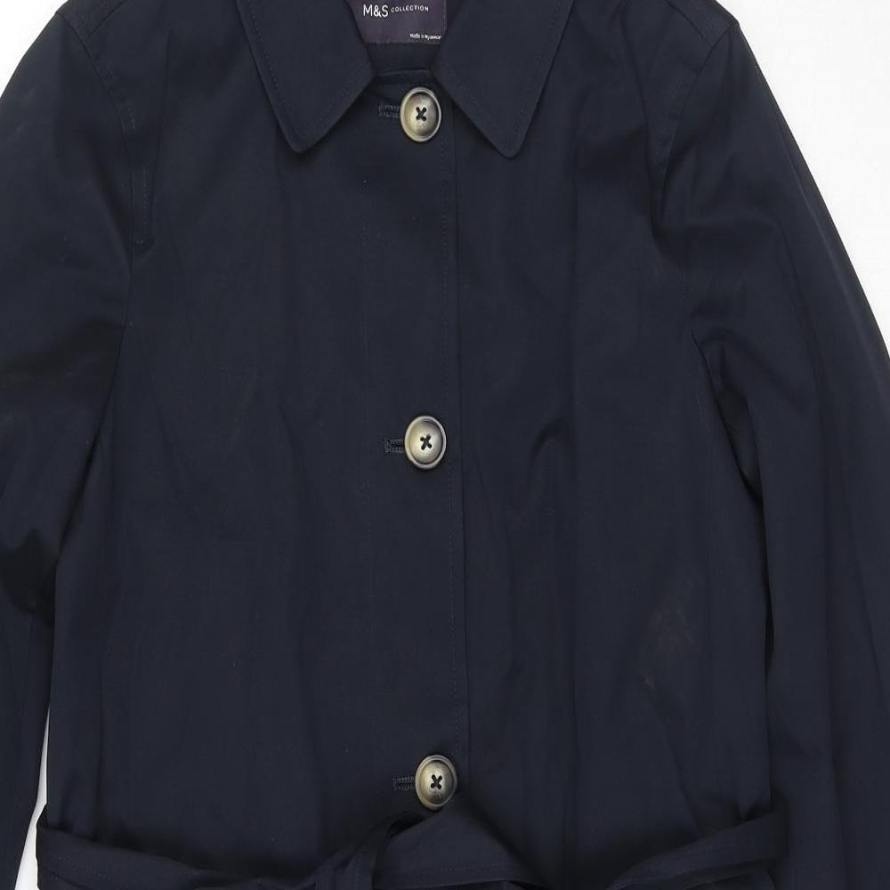 Marks and Spencer Womens Blue Trench Coat Coat Size 8 Button