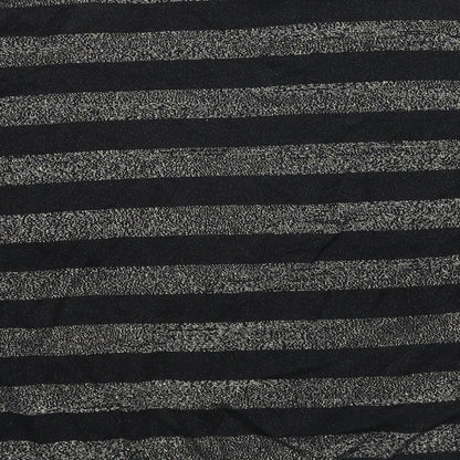 Marks & Spencer Womens Black Collared Striped Viscose Pullover Jumper Size L