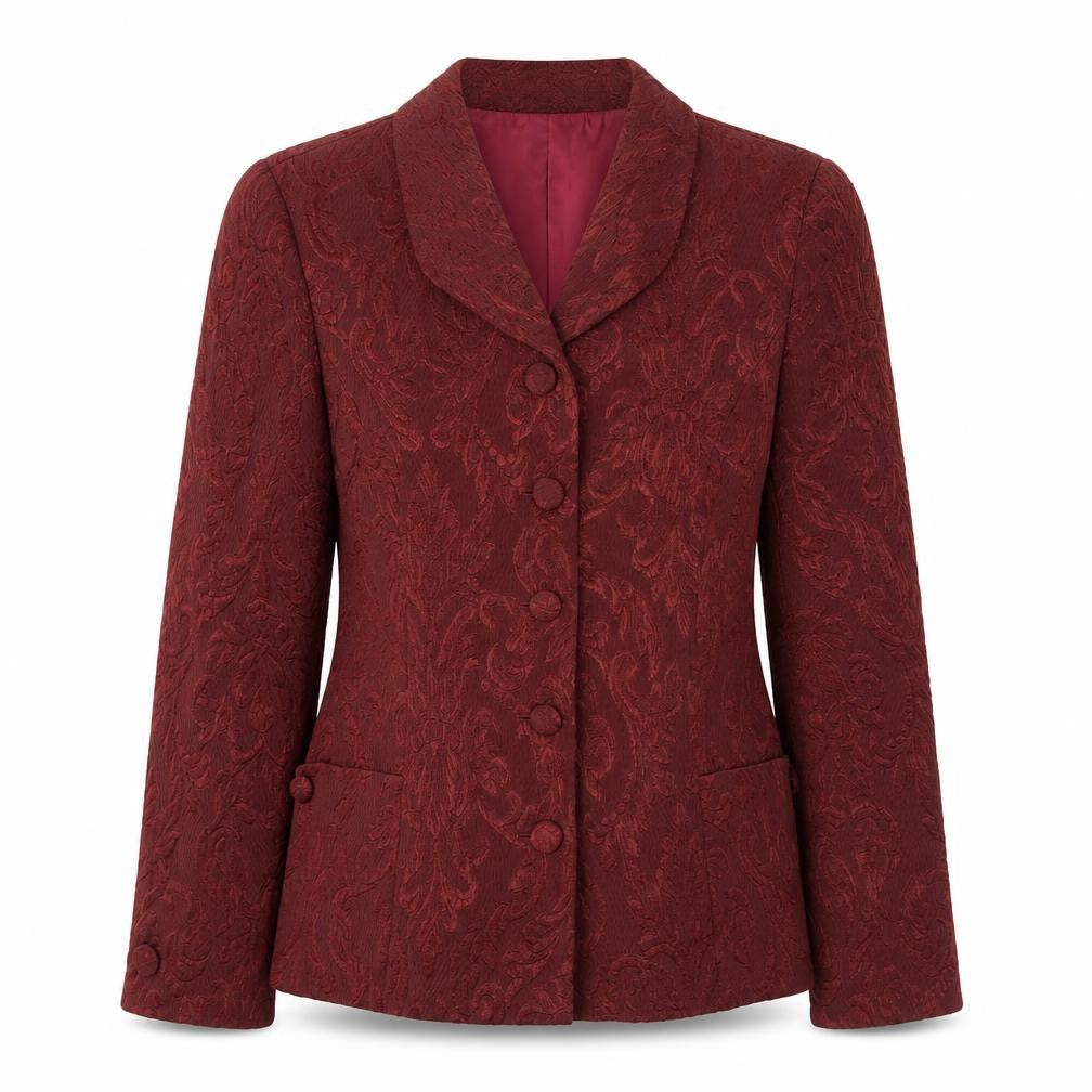 Antonette Womens Red Geometric Jacket Blazer Size 14 Button