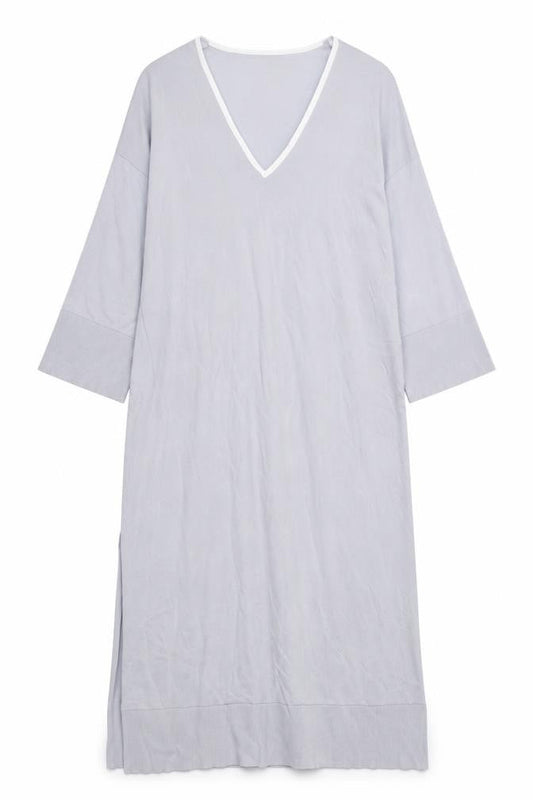 Zara Womens Grey Viscose T-Shirt Dress Size XS V-Neck Pullover - Slit