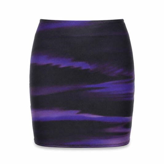 Motel Rocks Womens Purple Geometric Polyester Mini Skirt Size L - Cut Out, Slit