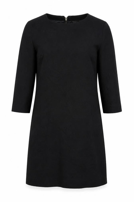 Mango Womens Black Polyester A-Line Size L Round Neck Zip