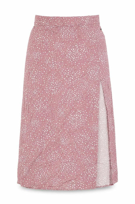 Pull&Bear Womens Pink Polka Dot Viscose A-Line Skirt Size M - Slit Elasticated Waist