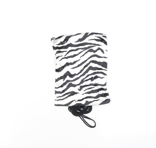 Motel Womens White Animal Print Polyester Cropped Tank Size L Off the Shoulder - Zebra Print Open Back