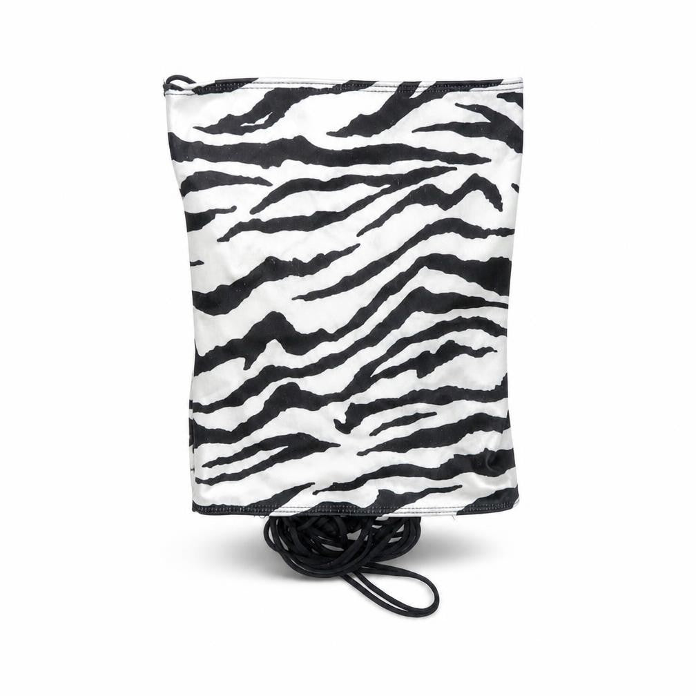 Motel Rocks Womens White Animal Print Polyester Cropped Tank Size L Off the Shoulder - Zebra Print Open Back