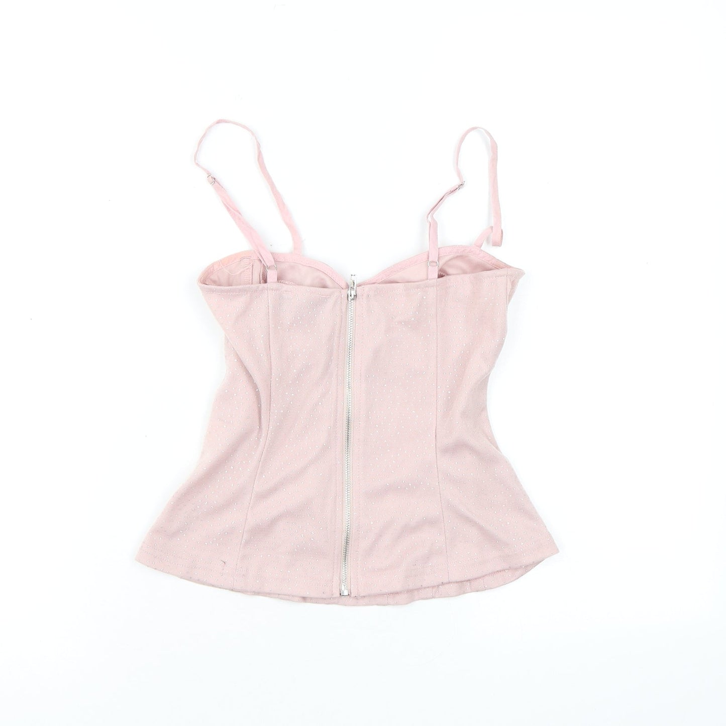 PRETTYLITTLETHING Womens Pink Polyamide Basic Tank Size 8 Sweetheart - Sparkle, Boning