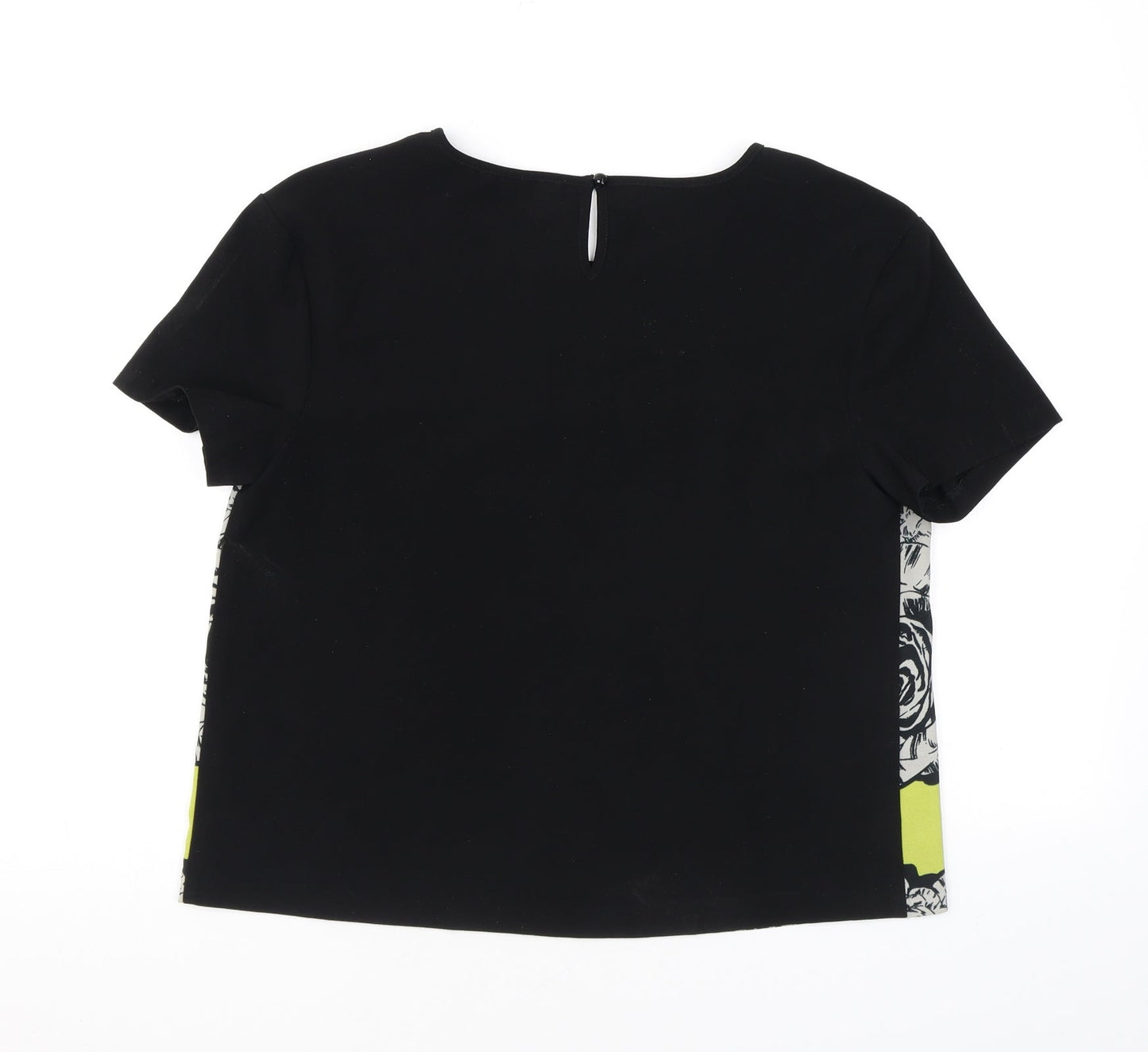Beloved Womens Black Geometric Polyester Basic Blouse Size M Round Neck - Roses