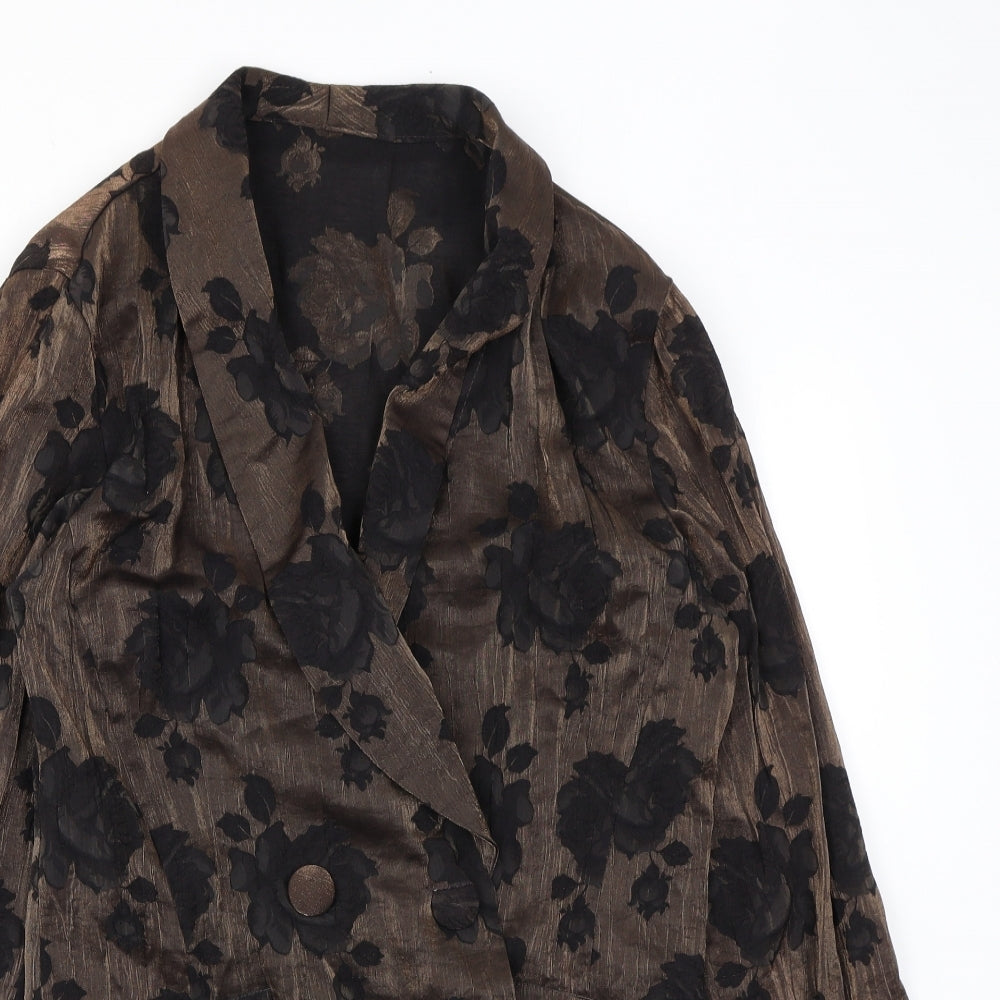 Truworths Womens Brown Floral Jacket Blazer Size 6 Button