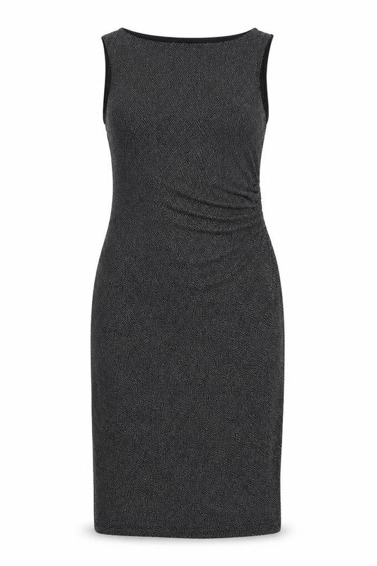 Izabel London Womens Silver Geometric Nylon Tank Dress Size 14 Round Neck Pullover - Sparkle