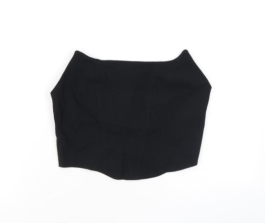 ASOS Womens Black Viscose Cropped Blouse Size 12 Off the Shoulder - Open Back