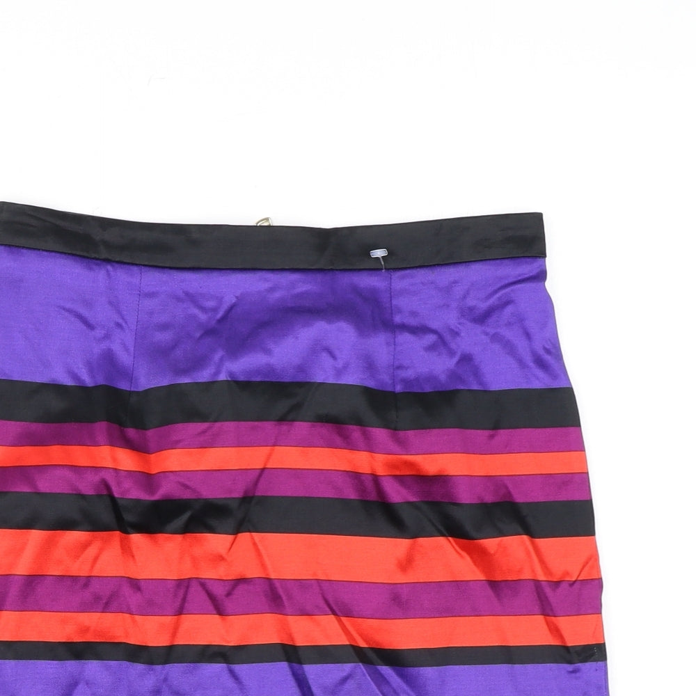 River Island Womens Multicoloured Striped Viscose A-Line Skirt Size 8 Zip