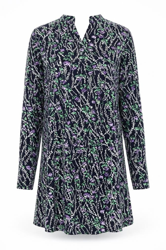Marks & Spencer Womens Black Floral Viscose A-Line Size 10 Mock Neck Pullover