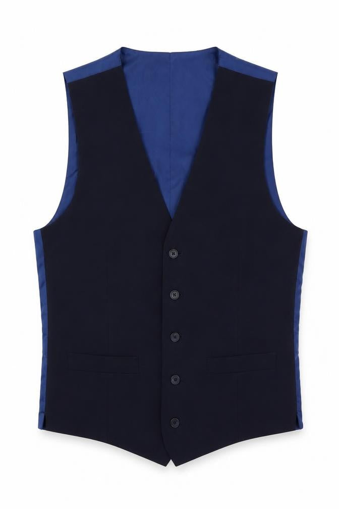 Marks & Spencer Mens Blue Polyester Jacket Suit Waistcoat Size 38 Regular