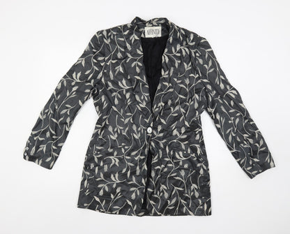 Affinity Womens Grey Floral Jacket Blazer Size 12 Button