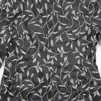 Affinity Womens Grey Floral Jacket Blazer Size 12 Button