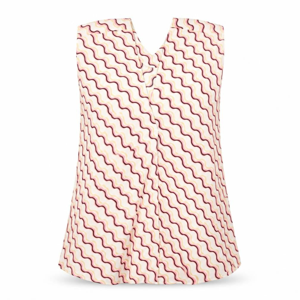 Marks & Spencer Womens White Geometric Polyester Basic Blouse Size 8 V-Neck