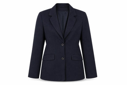 Bay Womens Blue Striped Jacket Blazer Size 10 Button