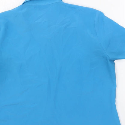 Classics Womens Blue Polyester Basic Button-Up Size 14 Collared