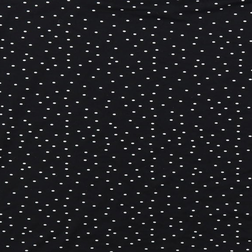 New Look Womens Black Polka Dot Polyester Basic T-Shirt Size L Boat Neck - Oversized