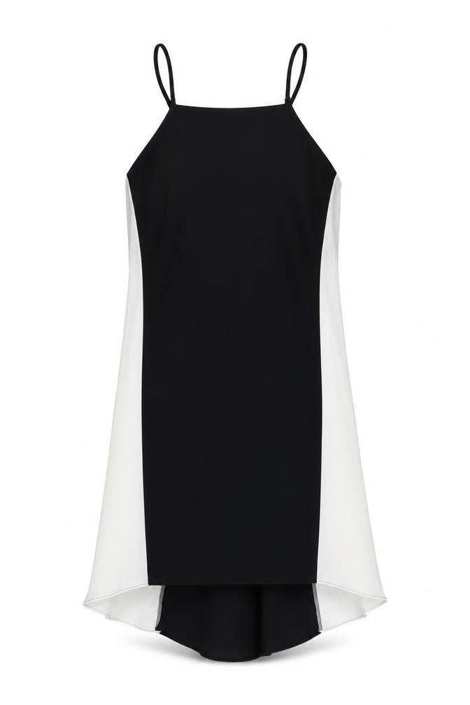 River Island Womens Black Colourblock Polyester Slip Dress Size 16 Square Neck Pullover
