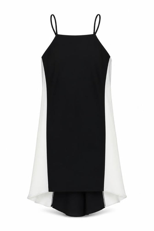 River Island Womens Black Colourblock Polyester Slip Dress Size 16 Square Neck Pullover