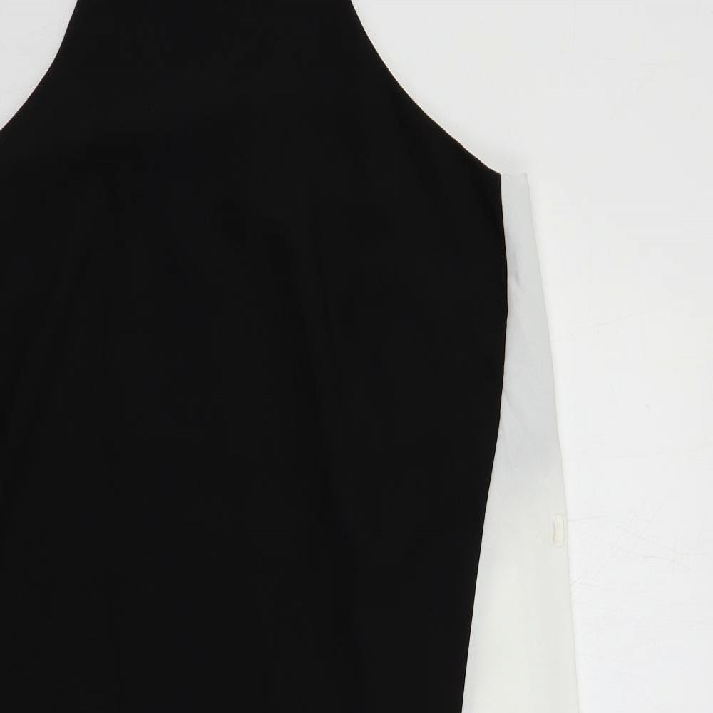 River Island Womens Black Colourblock Polyester Slip Dress Size 16 Square Neck Pullover