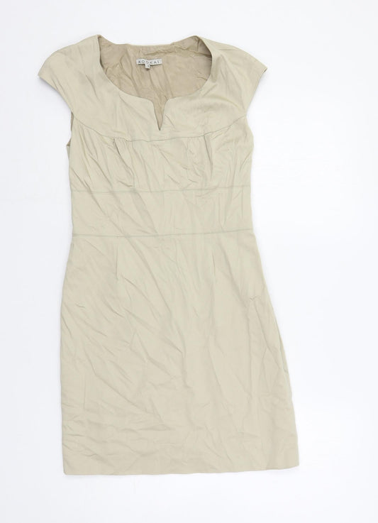 Kookai Womens Beige Cotton Mini Size 8 V-Neck Zip