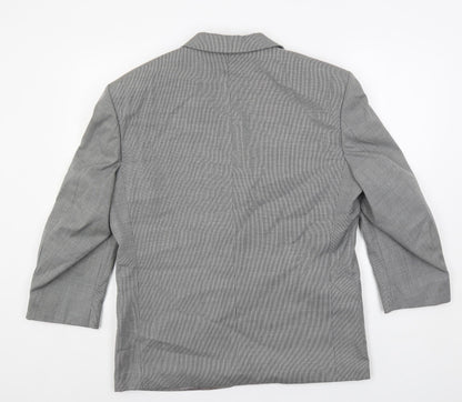 Hugo James Mens Grey Geometric Wool Jacket Suit Jacket Size 40 Regular