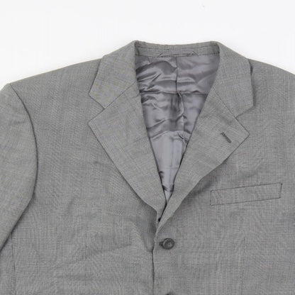 Hugo James Mens Grey Geometric Wool Jacket Suit Jacket Size 40 Regular