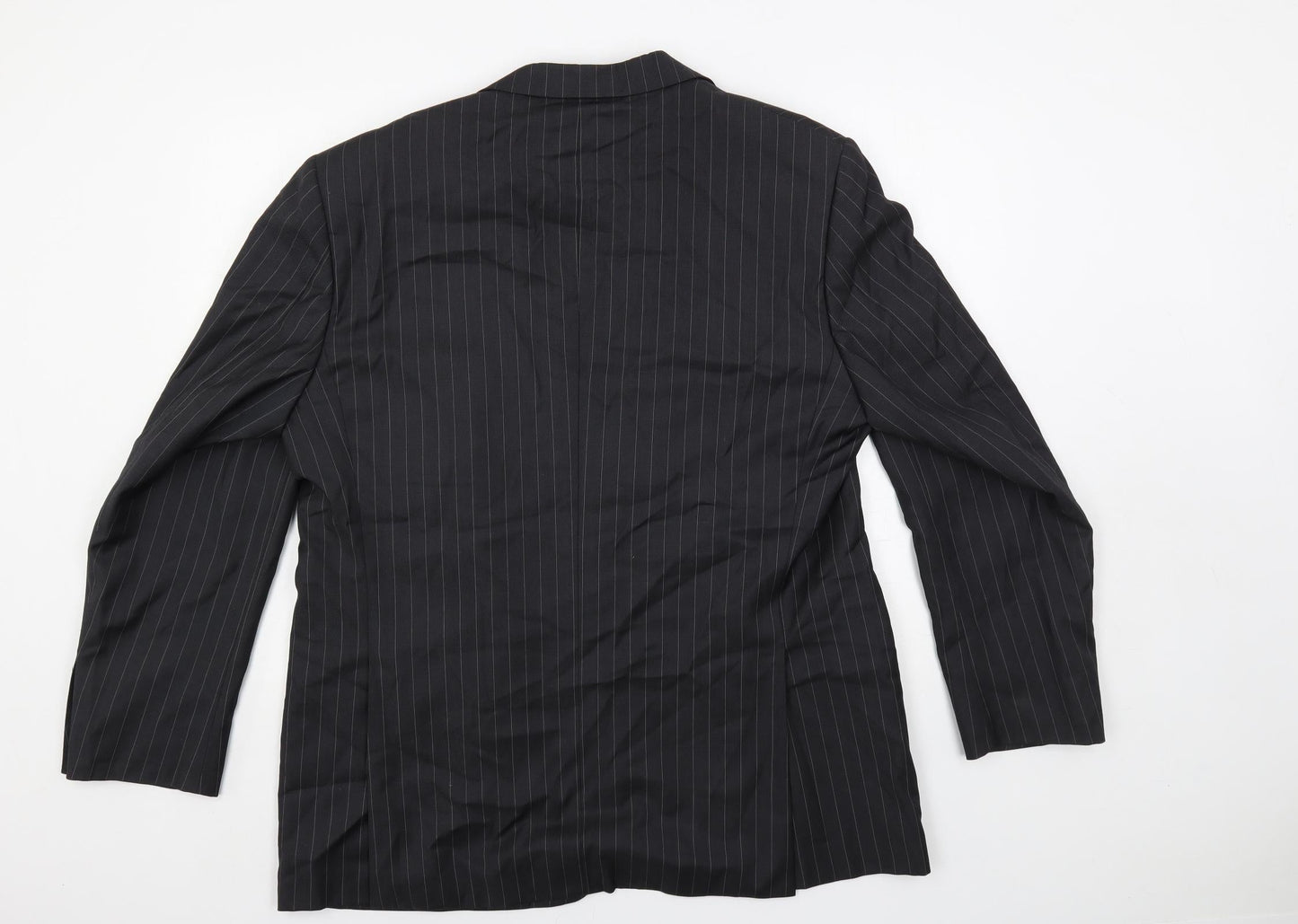Marks and Spencer Mens Black Striped Wool Jacket Suit Jacket Size 44 Regular