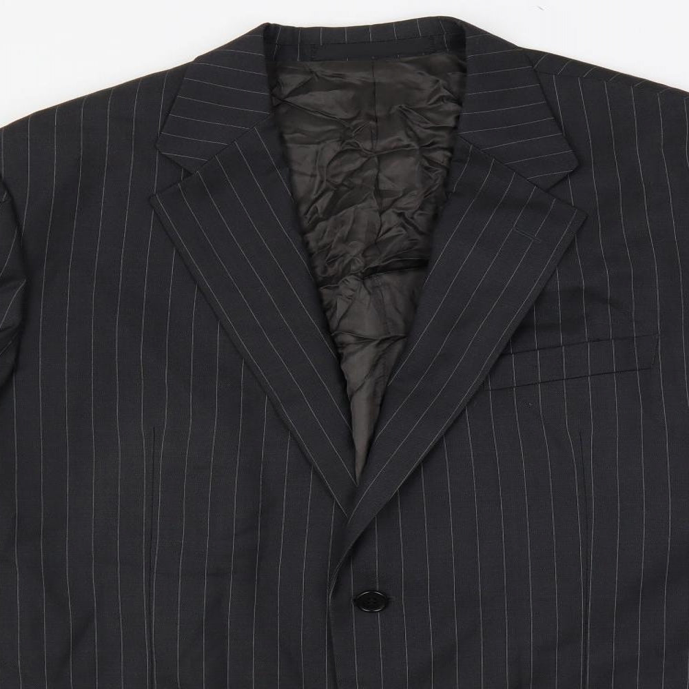 Marks and Spencer Mens Black Striped Wool Jacket Suit Jacket Size 44 Regular