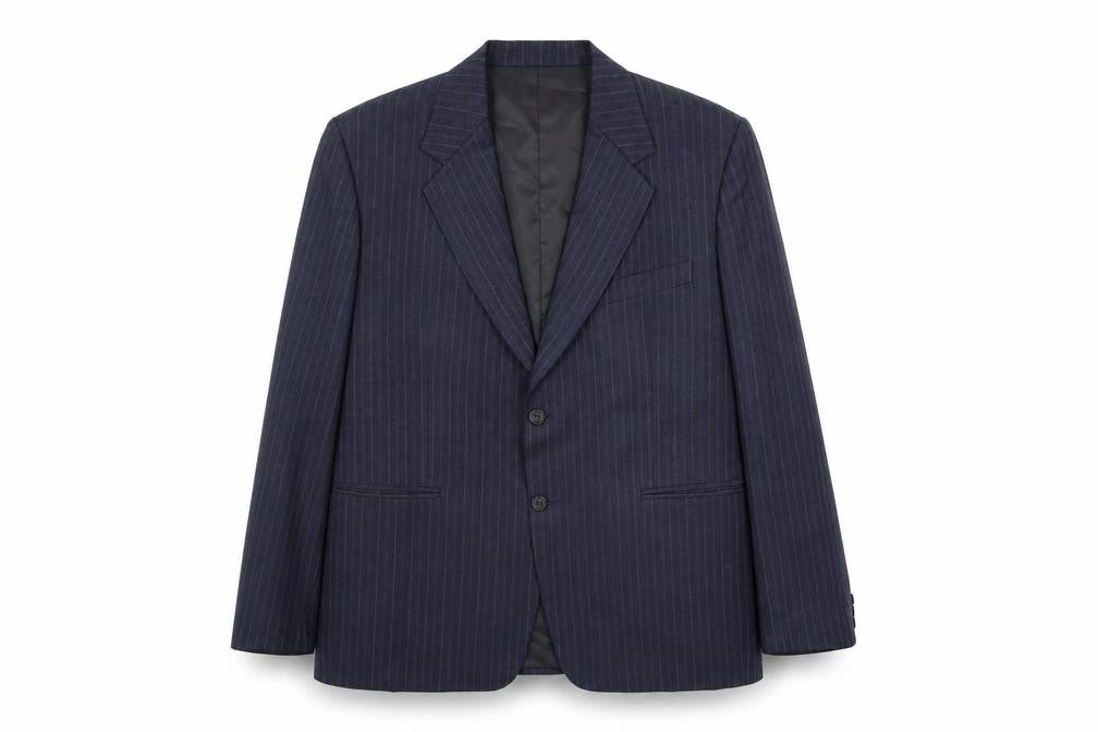 Alaj's Mens Blue Striped Polyester Jacket Suit Jacket Size 48 Regular