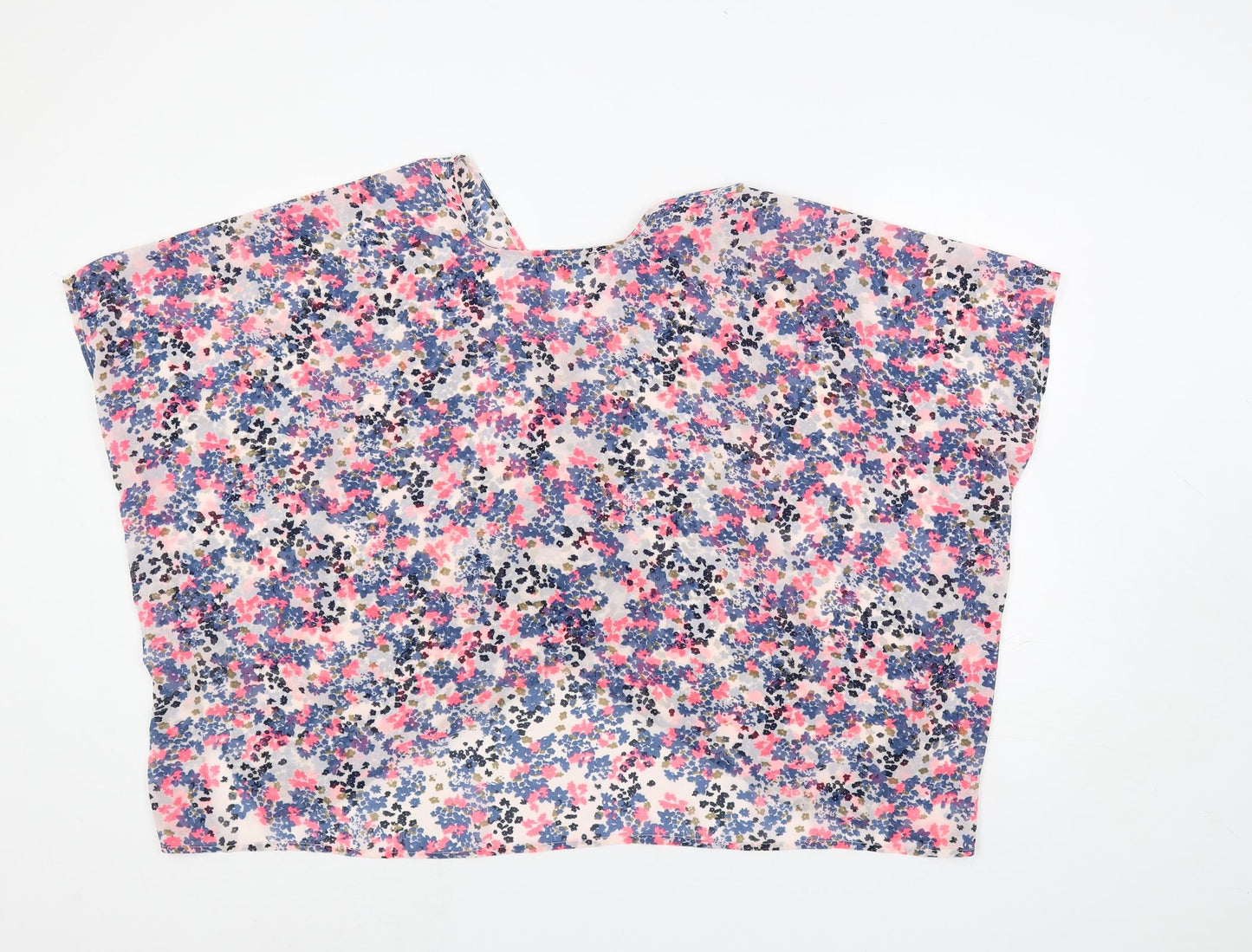 New Look Womens Multicoloured Floral Polyester Kimono Blouse Size M V-Neck - Open Oversized