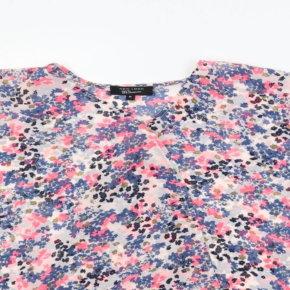 New Look Womens Multicoloured Floral Polyester Kimono Blouse Size M V-Neck - Open Oversized
