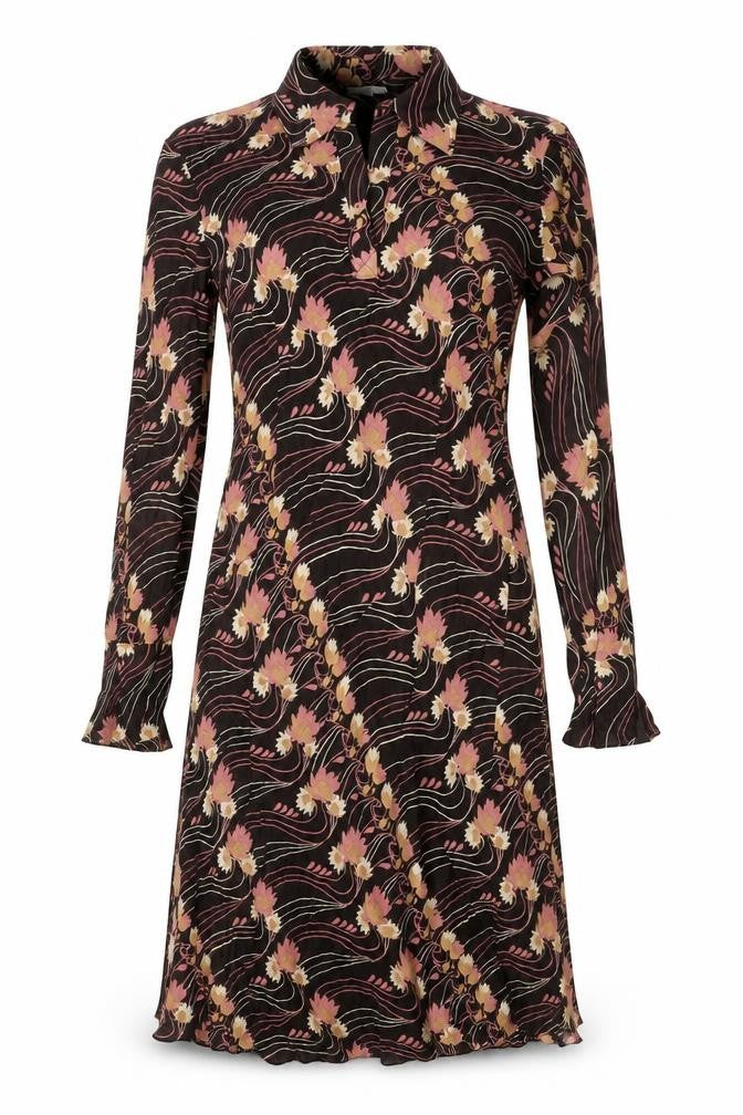 Per Una Womens Brown Geometric Viscose A-Line Size 8 Collared Pullover